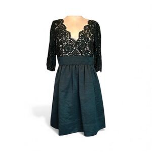 Eliza J Lace & Faille Dress sz 10 Deep Emerald/Hunter Green